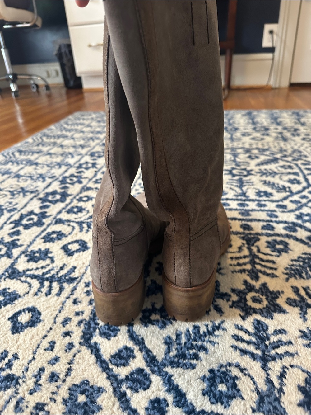 Prada Taupe Suede Mid-Calf Boots - Picture 5 of 14
